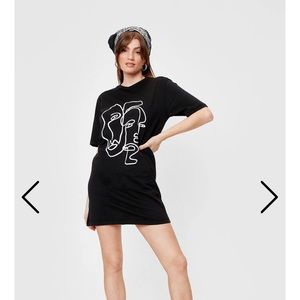 Abstract faces graphic t-shirt dress
